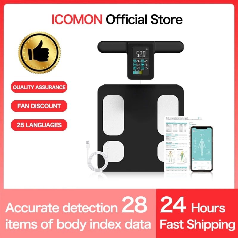 8 Electrode Scale Bioimpedance Electronic Digital Weight Balance Fat Body Water Muscle Mass