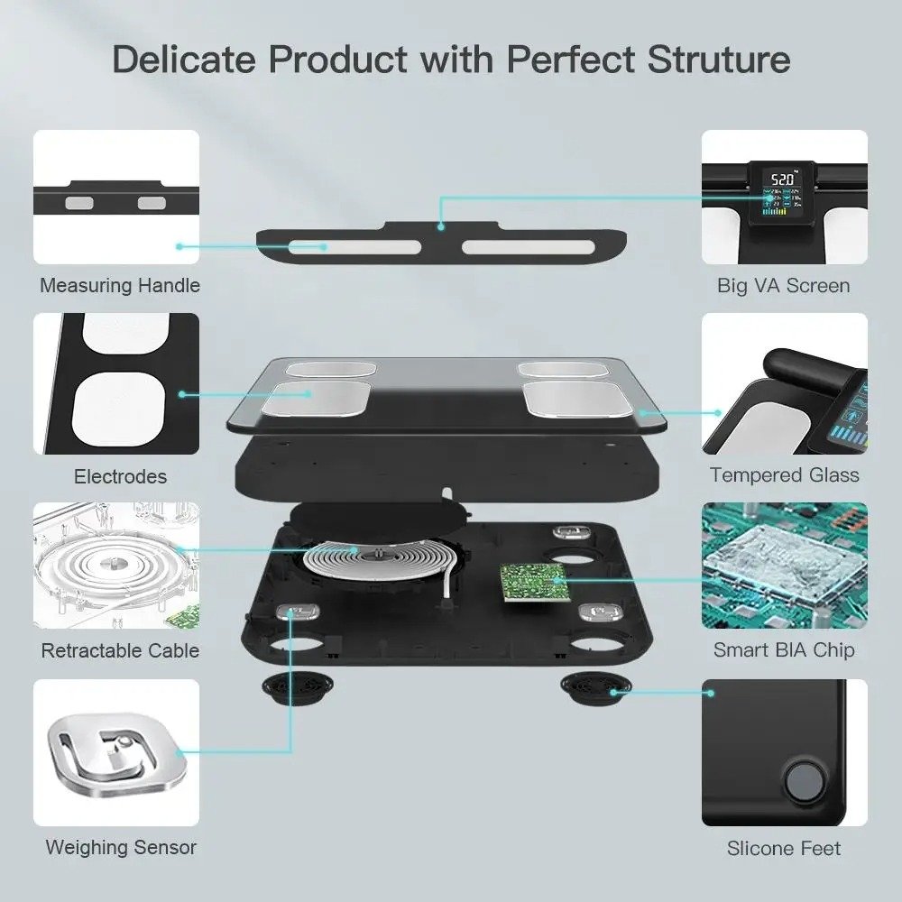 Scale for Body Weight and Fat Percentage, 8 Electrodes High Precision Digital Scale - Image 2
